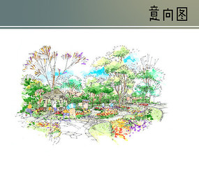 园路景观手绘透视图