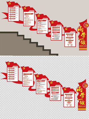 通用党建楼梯走廊文化墙