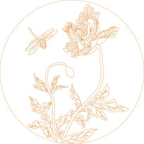 简约蜻蜓花纹雕刻图案