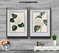 纯手绘茶花玄关图装饰画