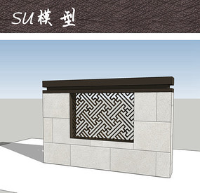 原创设计稿 3d模型库 构筑物 镂空景观园林花架景墙su