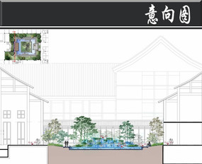 某生态酒店景观秋石庭院剖面图