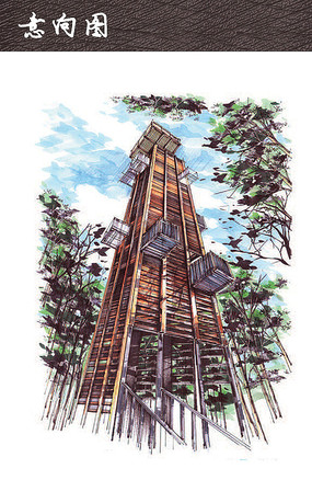 创意公交站台景观手绘