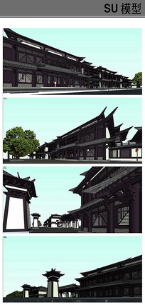 仿古汉代商业街建筑模型