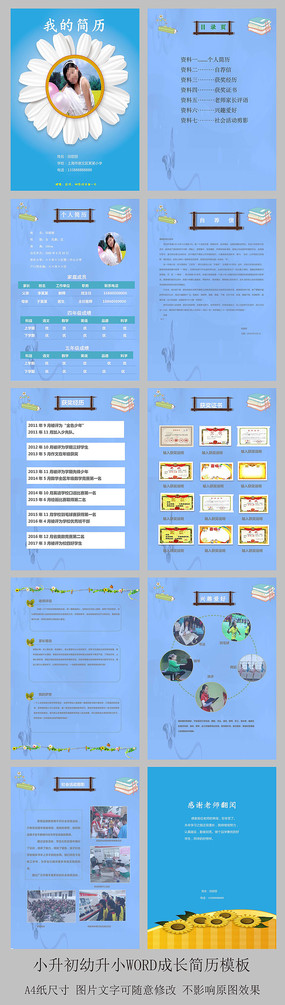 小升初幼升小简历小学生简历word图片_单页/折页_编号