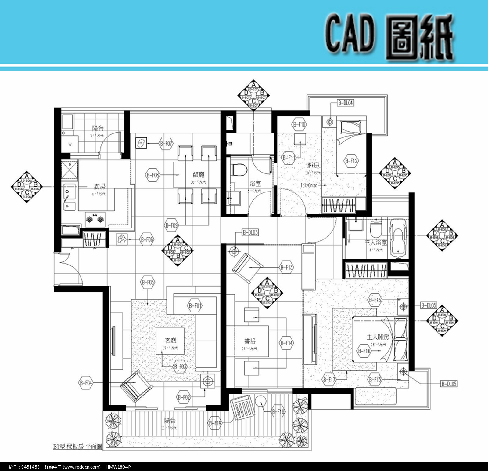 原创设计稿 cad图库 室内装修 私家住宅平面图  素材描述:红动网提供