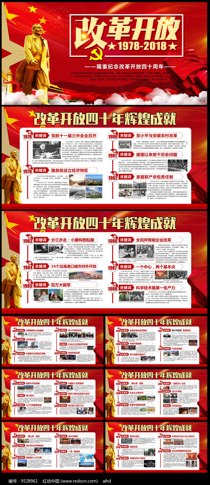改革开放四十年辉煌成就展板