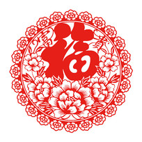 中国传统福字剪纸图案