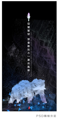 仰望星空之星空棕熊明信片