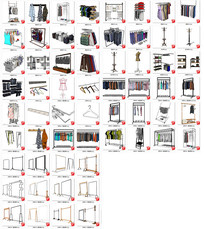 精品现代服装店衣架SU模型