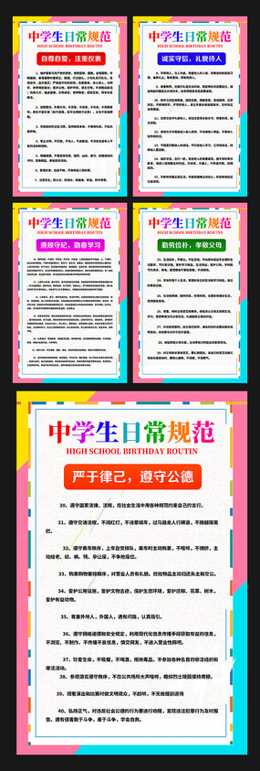 中小学生日常行为规范知识宣传挂画图片_展板_编号10650405_红动中国