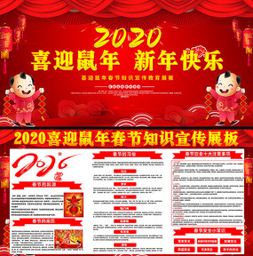 喜庆2020鼠年春节宣传栏