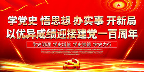 党史学习教育动员大会精神宣传展板