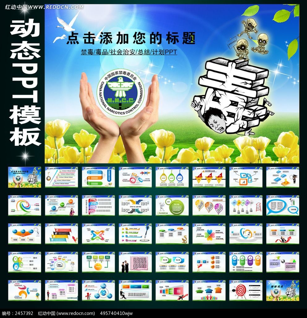 国家禁毒委员会工作报告PPT图片素材