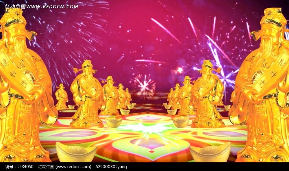 黄金财神爷视频背景_视频素材\/片头片尾\/AE模板图片素材