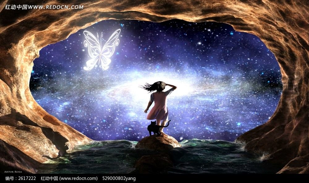 仰望天空的孤独女孩和猫视频