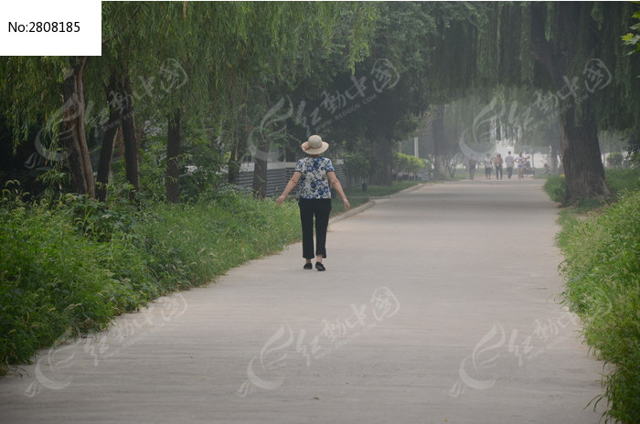 戴草帽的大妈背影