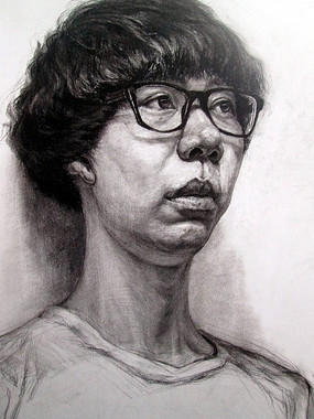 素描仰视3/4侧面