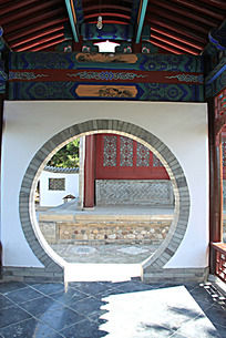 中国三冶大门全景侧景 恭王府后花园门洞 田字坊石库门的小店 拱圆形