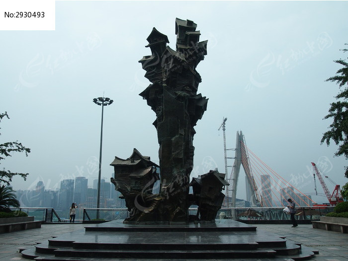 洪崖洞标志性雕塑图片_建筑摄影图片