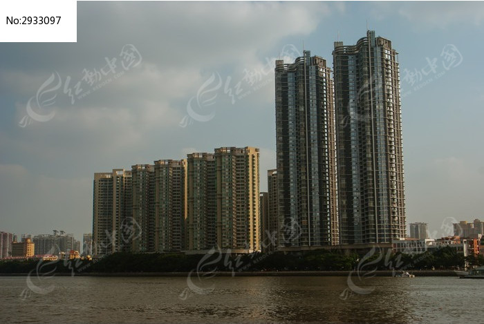 广州珠江边的高楼大厦图片_建筑摄影图片