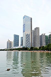 合肥天鹅湖旁边建筑