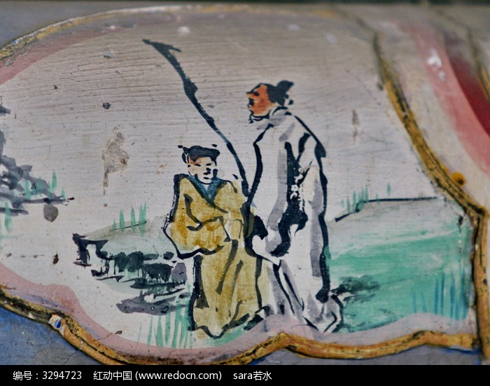抽象拐杖老人儿童敬老孝道图片,高清大图_古代字画素材