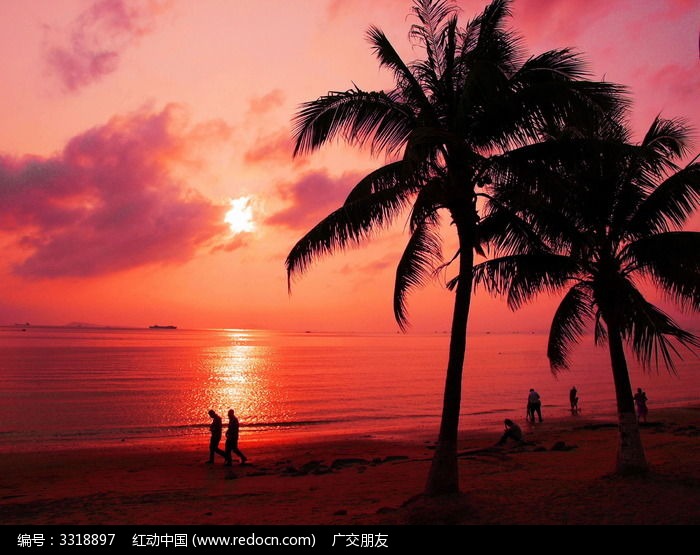 海南三亚湾日落高清图片下载_红动网