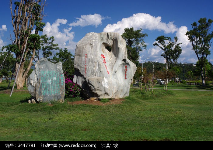 草坪上的风景石