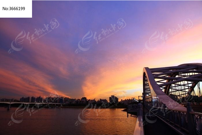 原创摄影图 自然风景 天空云彩 韩国城市夕阳