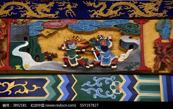 中式古建筑木制雕刻人物图片图片