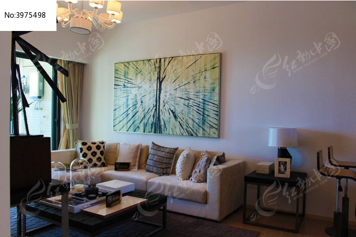 现代艺术风的客厅装潢高清图片下载_红动网