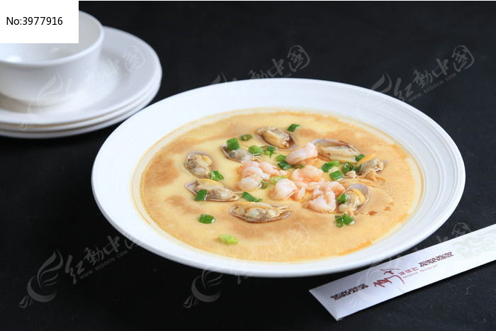 鲜虾花甲蒸水蛋图片,高清大图_中国菜系素材