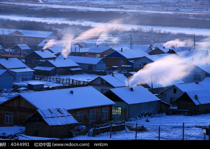 雪村炊烟袅袅高清图片下载_红动网