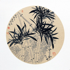 中国画团扇竹