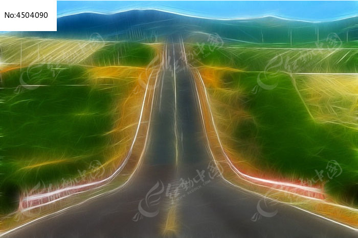 电脑画 原野公路