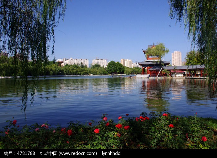 公园湖景