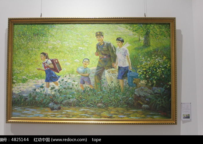 上学的路上油画图片