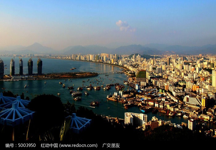 俯拍海南三亚湾风光图片,高清大图_城市风光素材