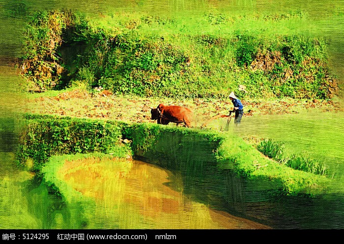 电脑油画《耕种》