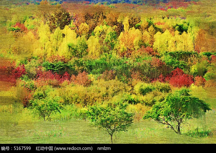 电脑油画《秋林》