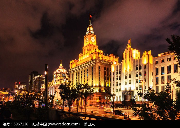 外滩钟楼夜景高清图片下载_红动网