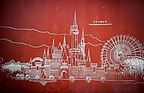 石景山游乐园风光墙画