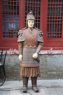 北齐彩绘陶俑铠甲士兵