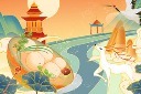 糯米元宵汤圆美食插画