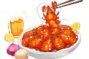卡通小龙虾美食