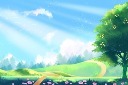 处暑草地插画