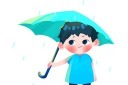 下雨天儿童手撑雨伞卡通元素图片