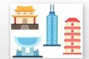扁平城市建筑元素图片
