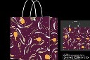 紫色花纹手提袋图片